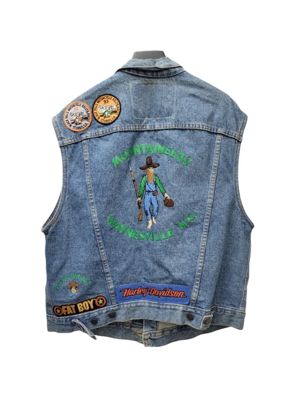 Levi's Denim #70595 Custom 100% Cotton Blue Vest Embroidered Patchwork Size XL